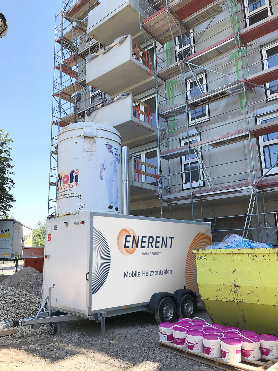 Estrich- und Bautrocknung mit mobiler Heizzentrale von ENERENT